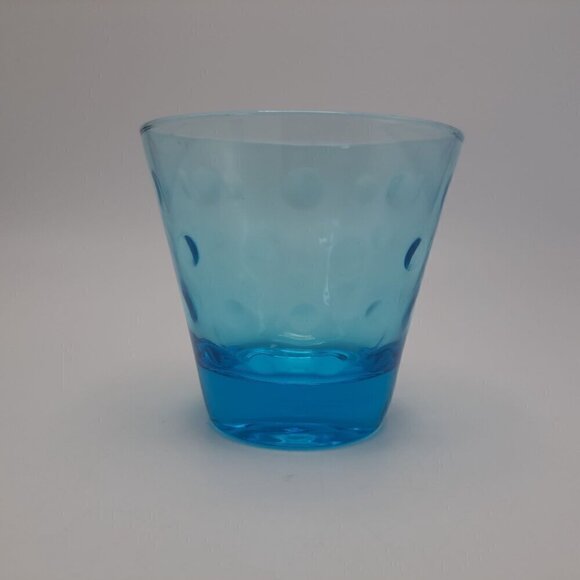 Vintage Hazel Atlas Capri Dot Turquoise Old Fashioned Glass - Picture 3 of 5